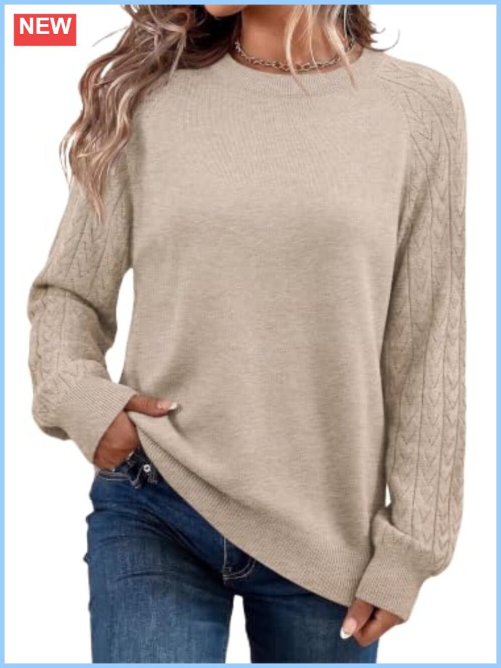 WIHOLL Women's Lightweight Knit Hollow Out Sleeve Crew Neck Pullover Sweater